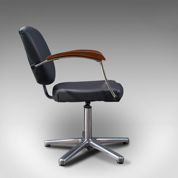 Vintage Desk Chair, English, Industrial, Beech, Office Seat, Late 20th, C.1980