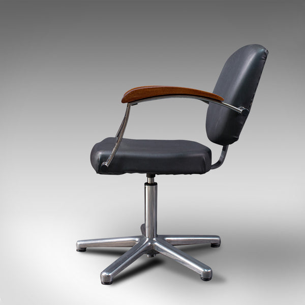 Vintage Desk Chair, English, Industrial, Beech, Office Seat, Late 20th, C.1980