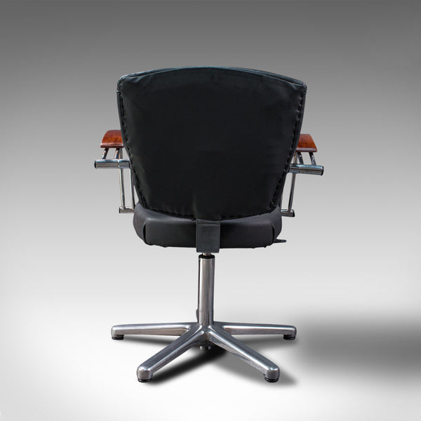 Vintage Desk Chair, English, Industrial, Beech, Office Seat, Late 20th, C.1980