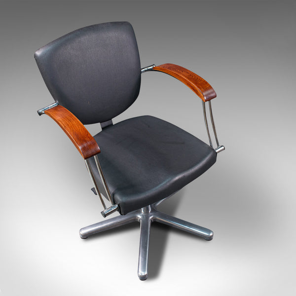 Vintage Desk Chair, English, Industrial, Beech, Office Seat, Late 20th, C.1980