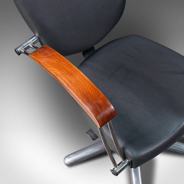 Vintage Desk Chair, English, Industrial, Beech, Office Seat, Late 20th, C.1980