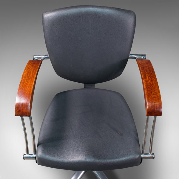 Vintage Desk Chair, English, Industrial, Beech, Office Seat, Late 20th, C.1980