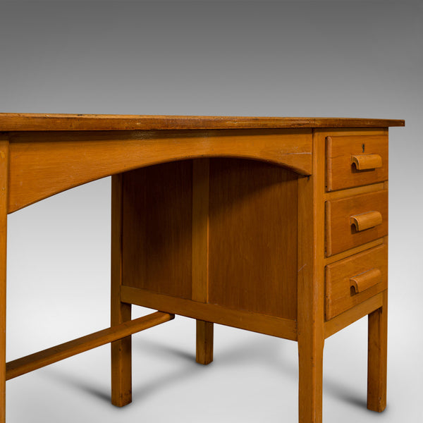 Vintage Clerk's Desk, English, Oak, Writing, Study Table, Mid 20th Century, 1960