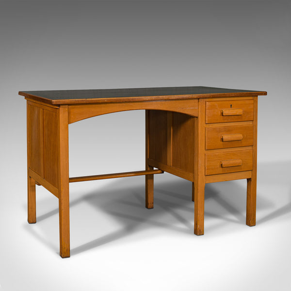 Vintage Clerk's Desk, English, Oak, Writing, Study Table, Mid 20th Century, 1960
