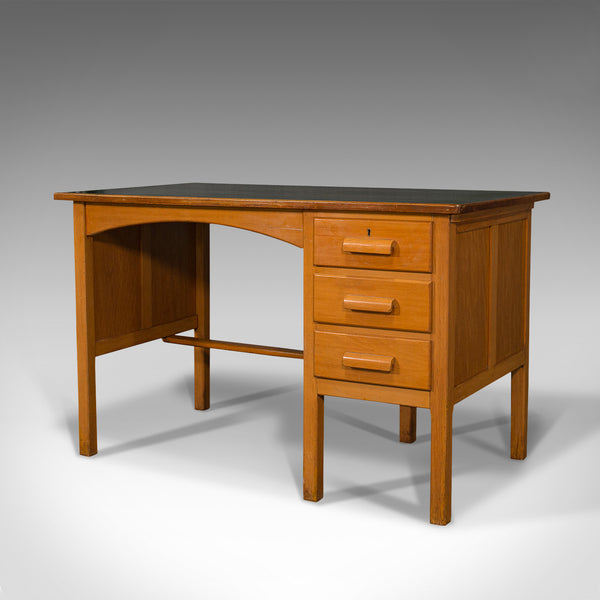 Vintage Clerk's Desk, English, Oak, Writing, Study Table, Mid 20th Century, 1960
