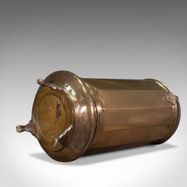 Pair Of, Antique Stick Stands, Brass, Umbrella Rack, Fireside Bin, Victorian