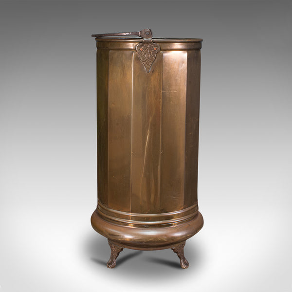 Pair Of, Antique Stick Stands, Brass, Umbrella Rack, Fireside Bin, Victorian