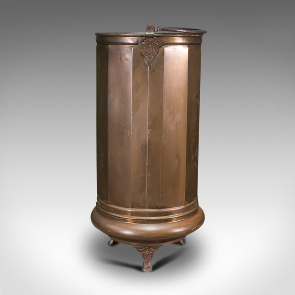 Pair Of, Antique Stick Stands, Brass, Umbrella Rack, Fireside Bin, Victorian