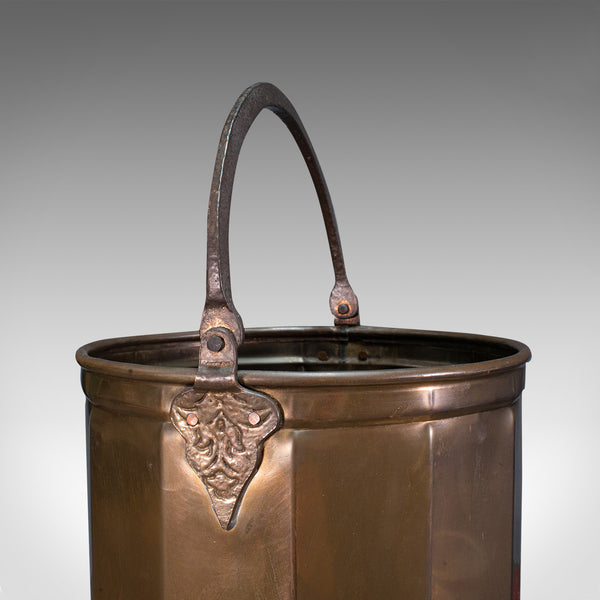 Pair Of, Antique Stick Stands, Brass, Umbrella Rack, Fireside Bin, Victorian