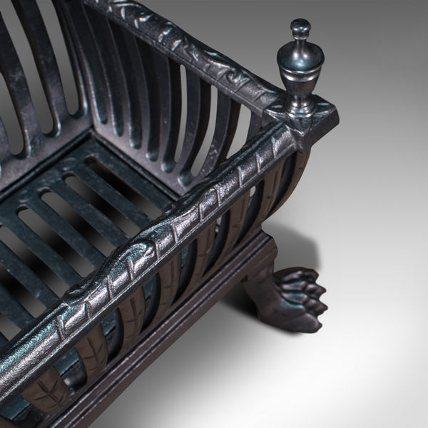 Antique Fire Grate, English, Cast Iron, Fireside Basket, Fireplace, Edwardian