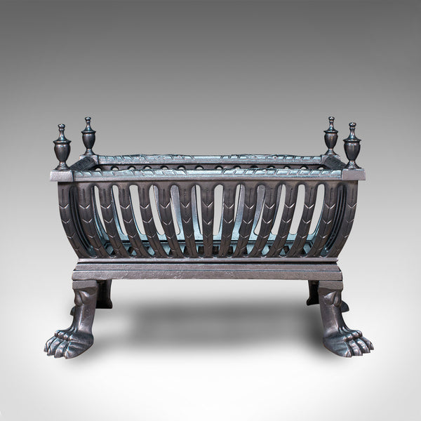 Antique Fire Grate, English, Cast Iron, Fireside Basket, Fireplace, Edwardian