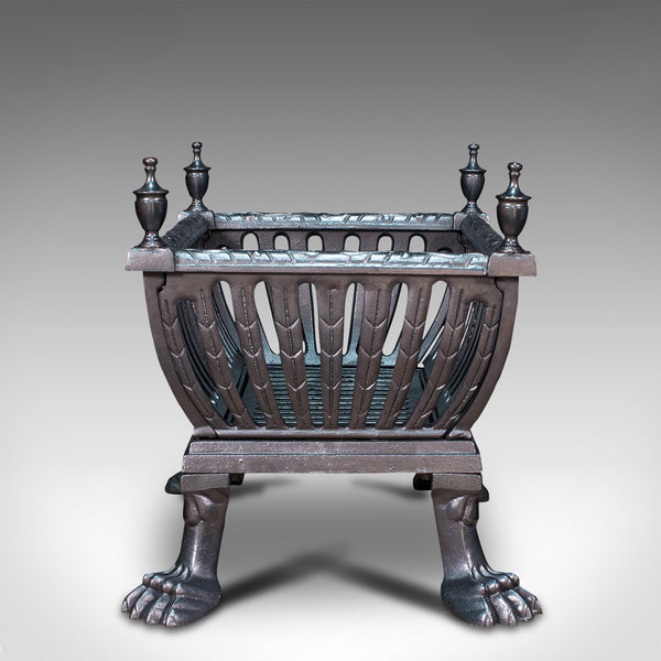 Antique Fire Grate, English, Cast Iron, Fireside Basket, Fireplace, Edwardian