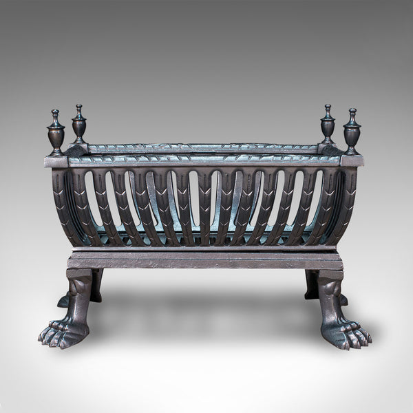 Antique Fire Grate, English, Cast Iron, Fireside Basket, Fireplace, Edwardian