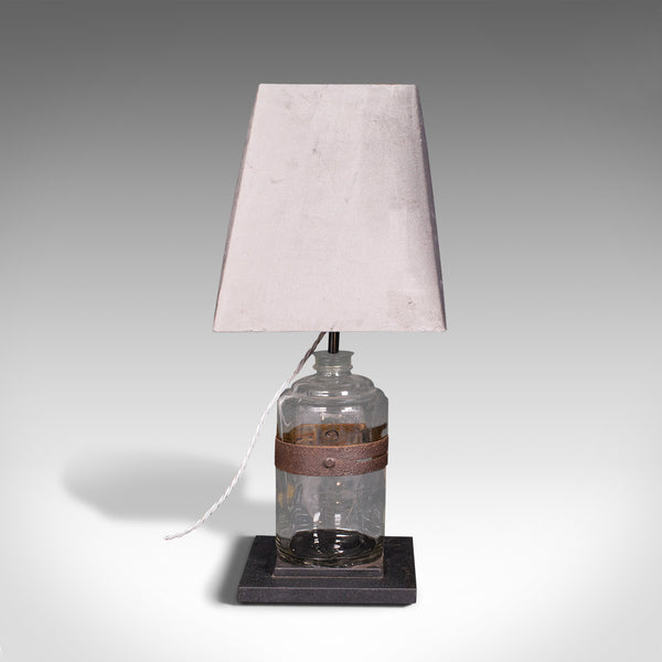 Pair Of, Antique Jar Lamps, English, Glass, Slate, Side Light, Victorian, C.1900