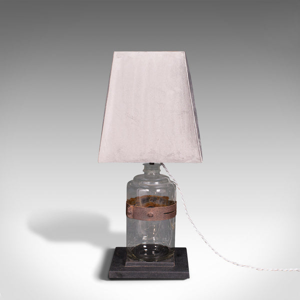 Pair Of, Antique Jar Lamps, English, Glass, Slate, Side Light, Victorian, C.1900