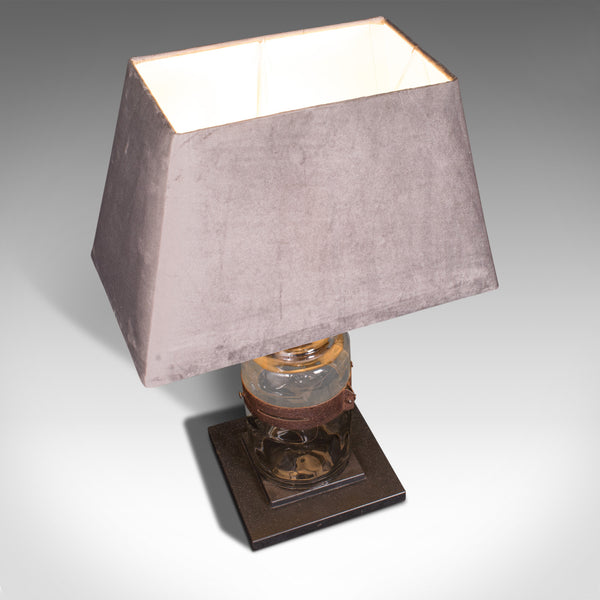 Pair Of, Antique Jar Lamps, English, Glass, Slate, Side Light, Victorian, C.1900