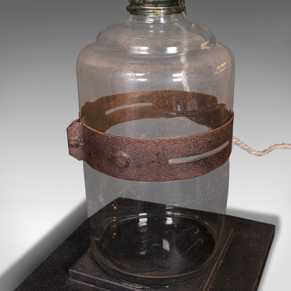 Pair Of, Antique Jar Lamps, English, Glass, Slate, Side Light, Victorian, C.1900