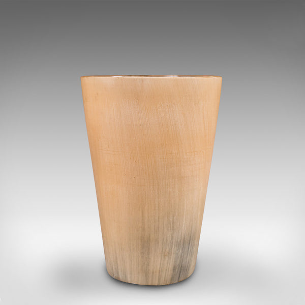 Pair Of Antique Scrimshaw Cups, Welsh, Ram's Horn, Carved Tumbler, Victorian