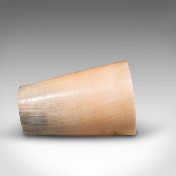 Pair Of Antique Scrimshaw Cups, Welsh, Ram's Horn, Carved Tumbler, Victorian