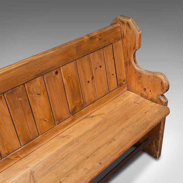 Antique Bench Seat, English, Pine, Pew, Ecclesiastic Taste, Victorian, C.1900