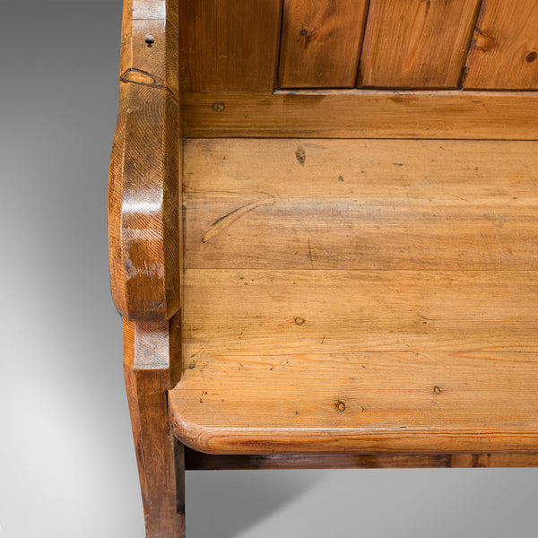 Antique Bench Seat, English, Pine, Pew, Ecclesiastic Taste, Victorian, C.1900