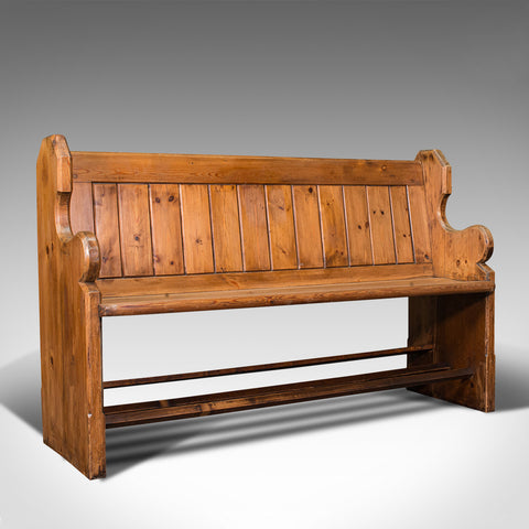 Antique Bench Seat, English, Pine, Pew, Ecclesiastic Taste, Victorian, C.1900