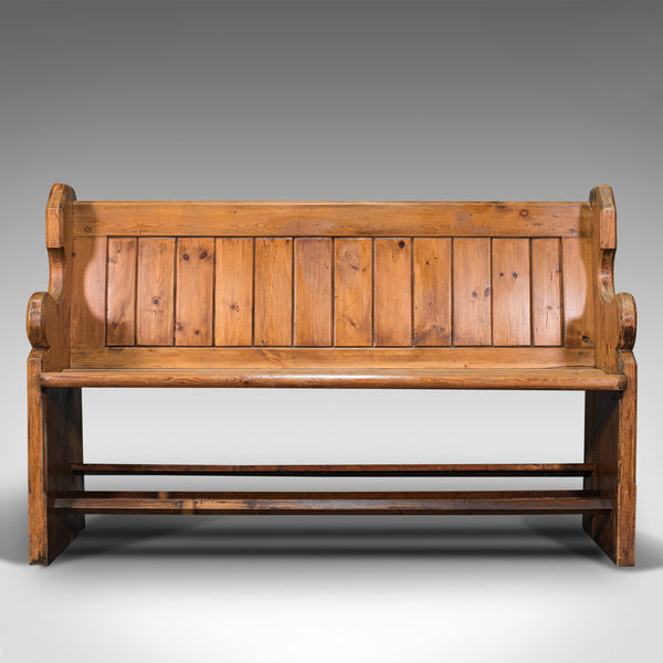 Antique Bench Seat, English, Pine, Pew, Ecclesiastic Taste, Victorian, C.1900