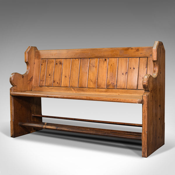 Antique Bench Seat, English, Pine, Pew, Ecclesiastic Taste, Victorian, C.1900