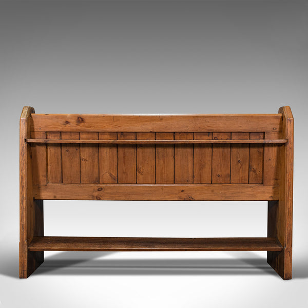 Antique Bench Seat, English, Pine, Pew, Ecclesiastic Taste, Victorian, C.1900