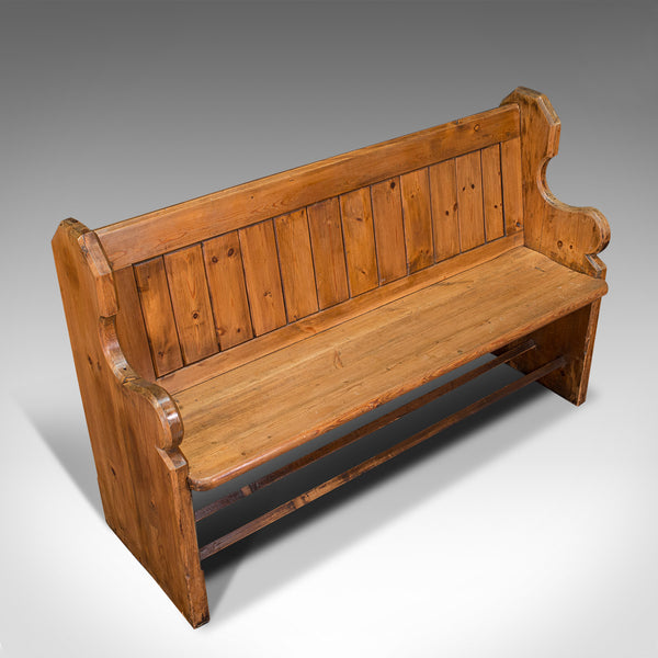 Antique Bench Seat, English, Pine, Pew, Ecclesiastic Taste, Victorian, C.1900