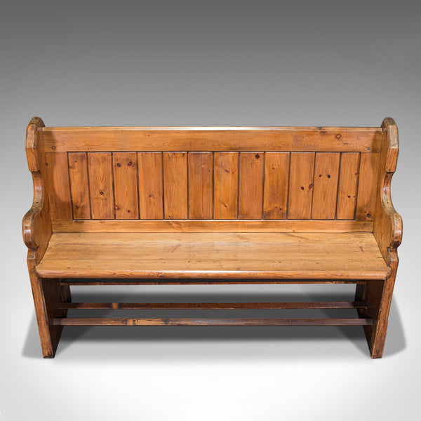 Antique Bench Seat, English, Pine, Pew, Ecclesiastic Taste, Victorian, C.1900