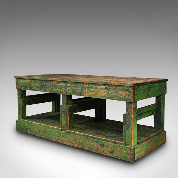 Large Antique Factory Mill Table, English, Pine, Industrial, Victorian, C.1900