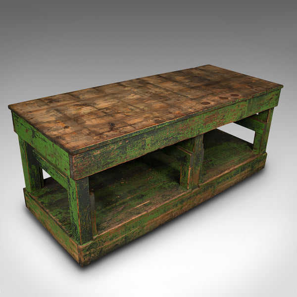 Large Antique Factory Mill Table, English, Pine, Industrial, Victorian, C.1900