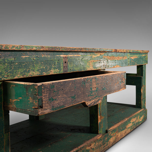 Large Antique Factory Work Table, English, Pine, Industrial, Mill, Victorian