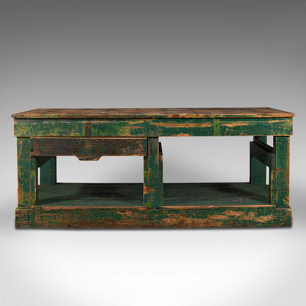 Large Antique Factory Work Table, English, Pine, Industrial, Mill, Victorian
