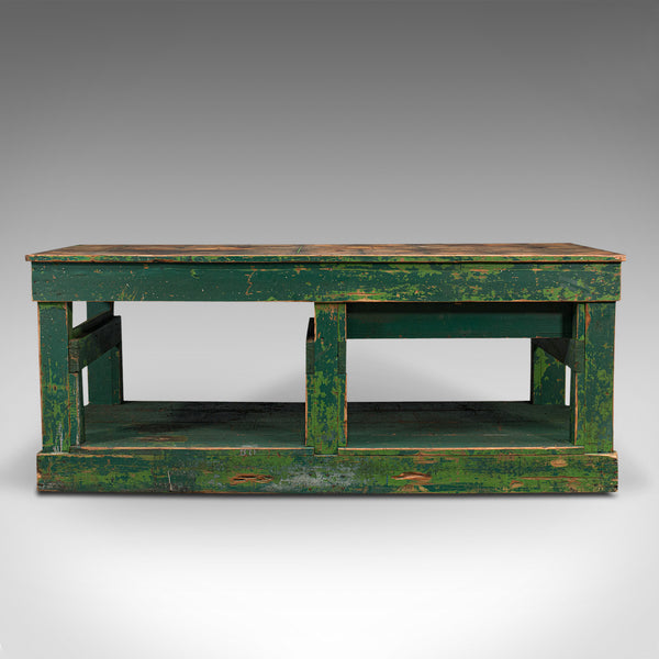 Large Antique Factory Work Table, English, Pine, Industrial, Mill, Victorian