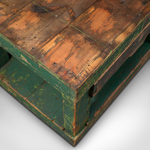 Large Antique Factory Work Table, English, Pine, Industrial, Mill, Victorian