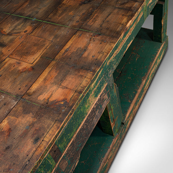 Large Antique Factory Work Table, English, Pine, Industrial, Mill, Victorian