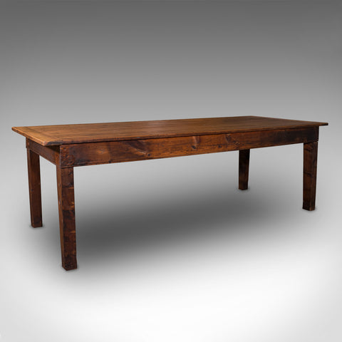 Large, 8 Seat Antique Dining Table, English, Pine, Country Kitchen, Victorian