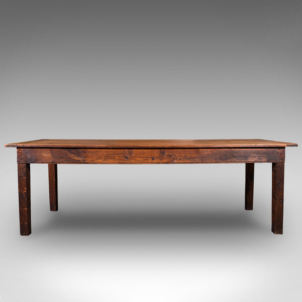 Large, 8 Seat Antique Dining Table, English, Pine, Country Kitchen, Victorian