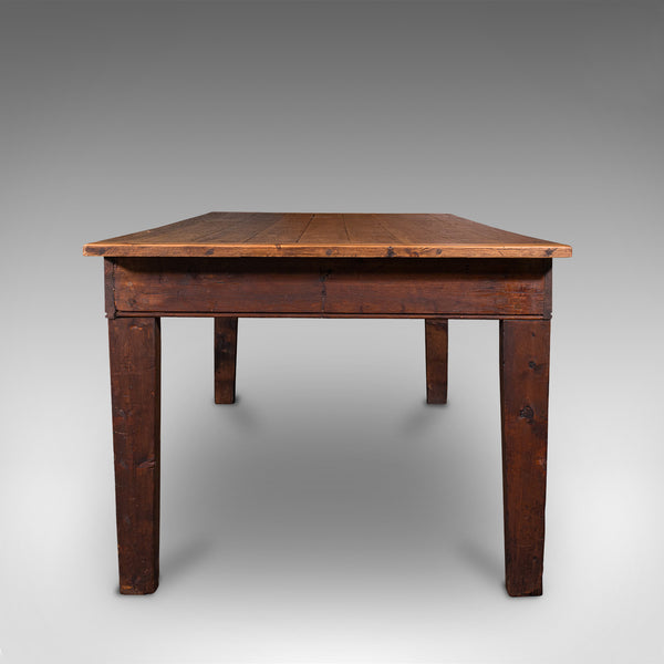 Large, 8 Seat Antique Dining Table, English, Pine, Country Kitchen, Victorian