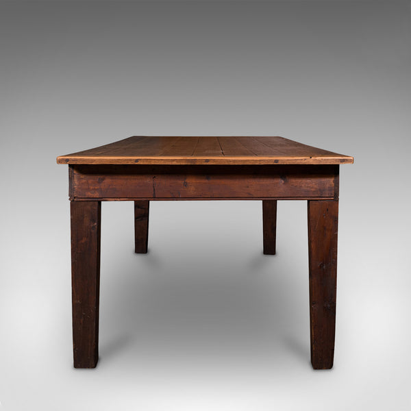 Large, 8 Seat Antique Dining Table, English, Pine, Country Kitchen, Victorian