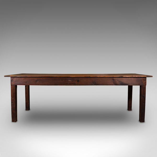 Large, 8 Seat Antique Dining Table, English, Pine, Country Kitchen, Victorian