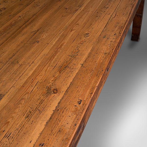 Large, 8 Seat Antique Dining Table, English, Pine, Country Kitchen, Victorian