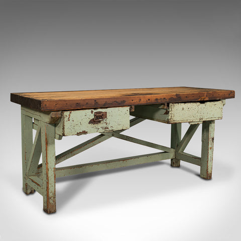 Large Antique Silversmith's Table, English, Pine, Industrial, Bench, Victorian