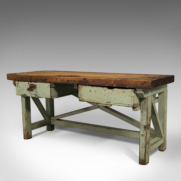 Large Antique Silversmith's Table, English, Pine, Industrial, Bench, Victorian