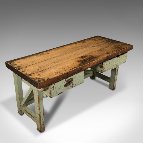 Large Antique Silversmith's Table, English, Pine, Industrial, Bench, Victorian