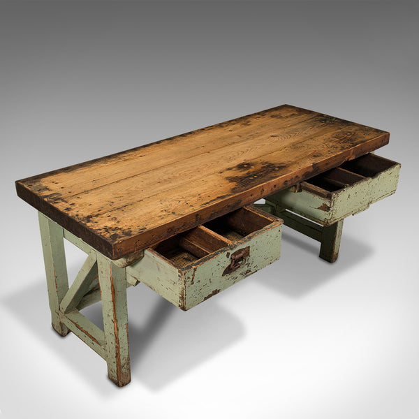 Large Antique Silversmith's Table, English, Pine, Industrial, Bench, Victorian