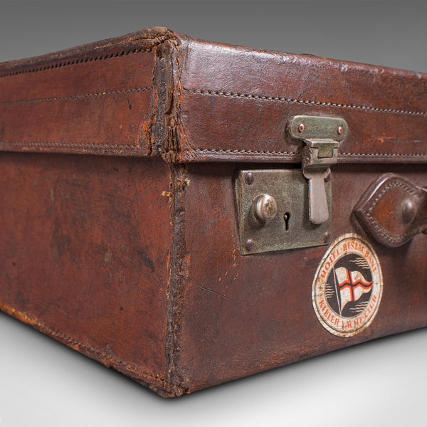 Antique Gentleman's Suitcase, English, Leather, Case, Travel, Edwardian, C.1910