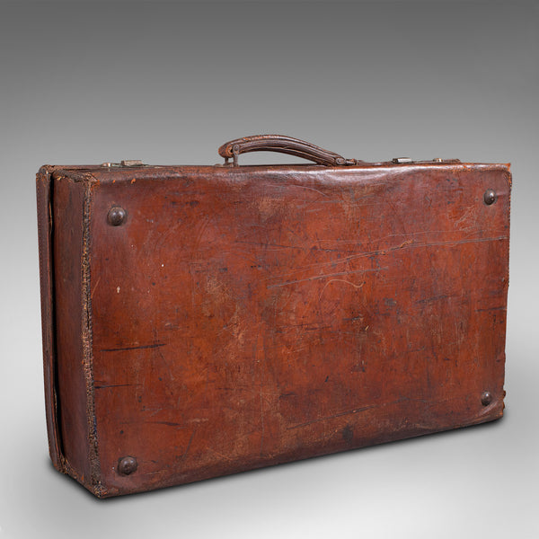 Antique Gentleman's Suitcase, English, Leather, Case, Travel, Edwardian, C.1910
